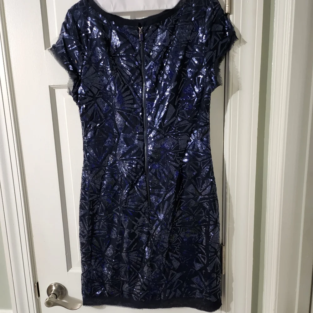 Vince Camuto Navy Sequin Dress Size 12 - Picture 5 of 14
